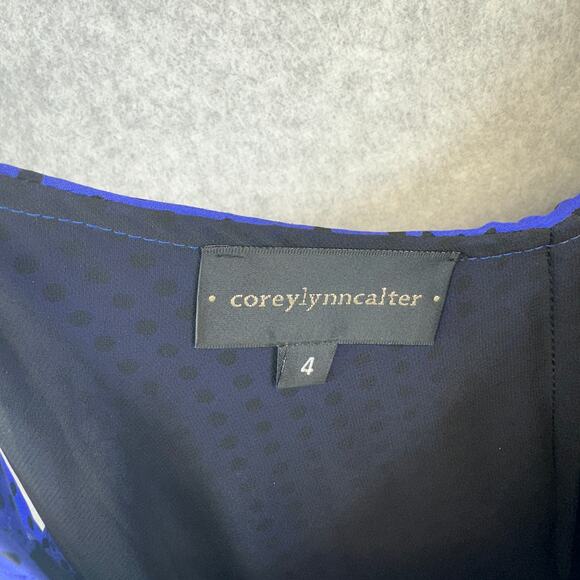 Corey Lynn Calter Anthropologie Dress Womens Size 4 Blue Polka Dot Cold Shoulder - Picture 4 of 8